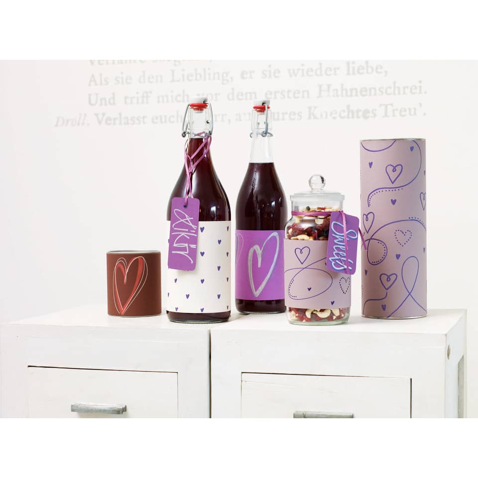 Flaschen, Säfte, Herzmotiv, Karaffe, Geschenkset