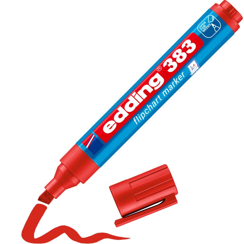 flipchart marker, red marker, edding 383, Filzstift, Kappendeckel