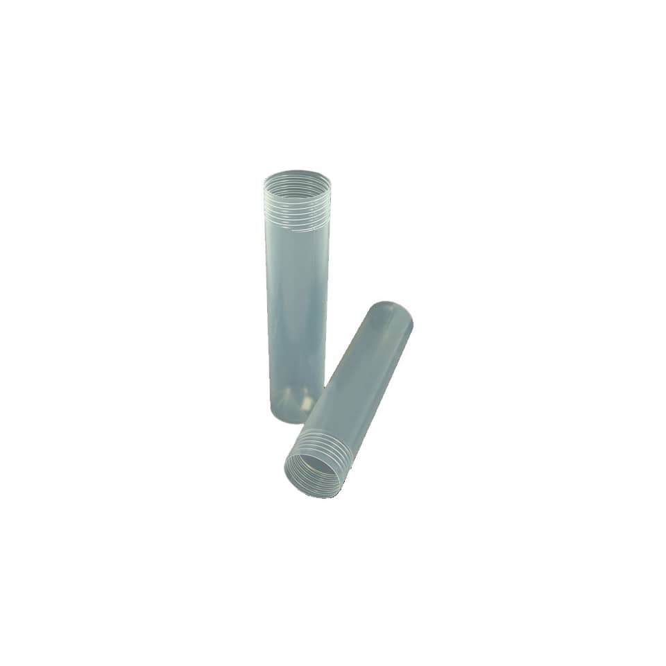 plastic tubes, glass fiber?, cap?, transparent tube, threaded ends