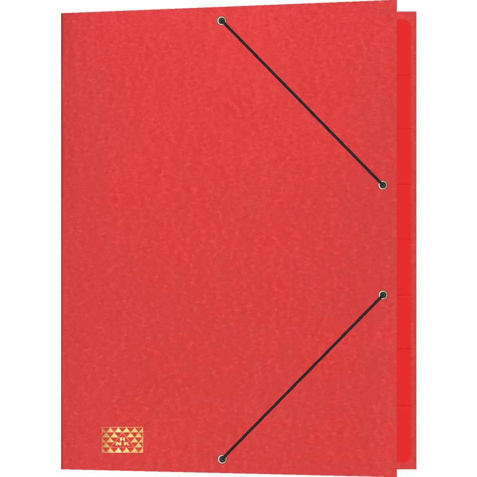 orange Ordner, Dreifach-Binder, elastisches Gummiband, roter Rand, gemustertes Ecke