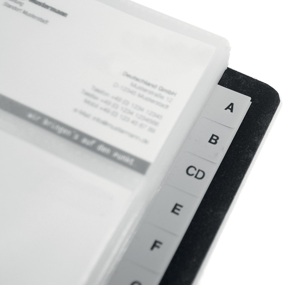 ordner, A–F Register, Notizblock, Kapitalband, Literaturordner