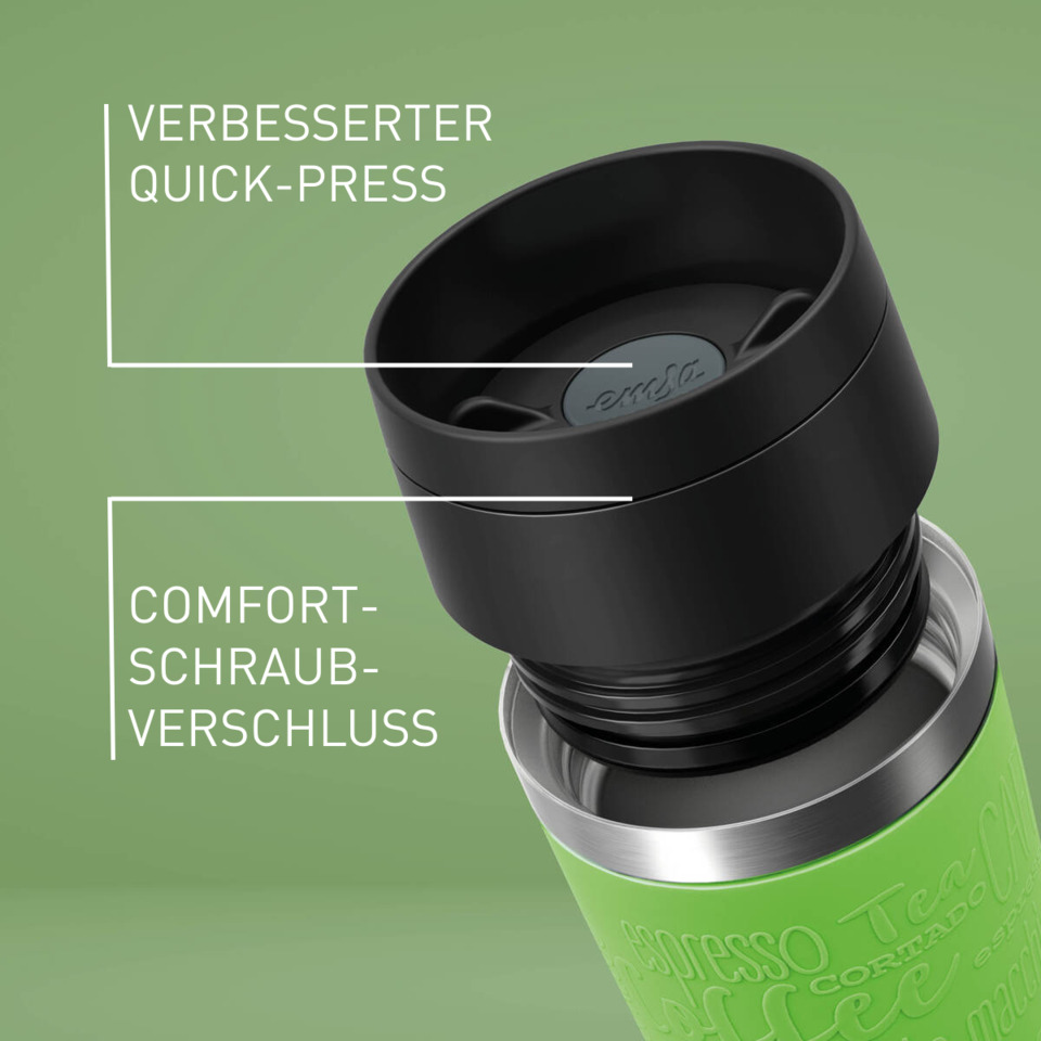 Kaffeebereiter, Thermobecher, Trinkverschluss, Screw-Top, Grüner Becher