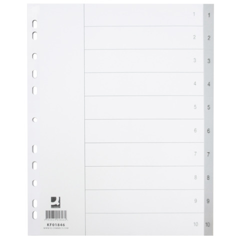 Ordnerregister 1-10, A4, grau Q-CONNECT KF01846