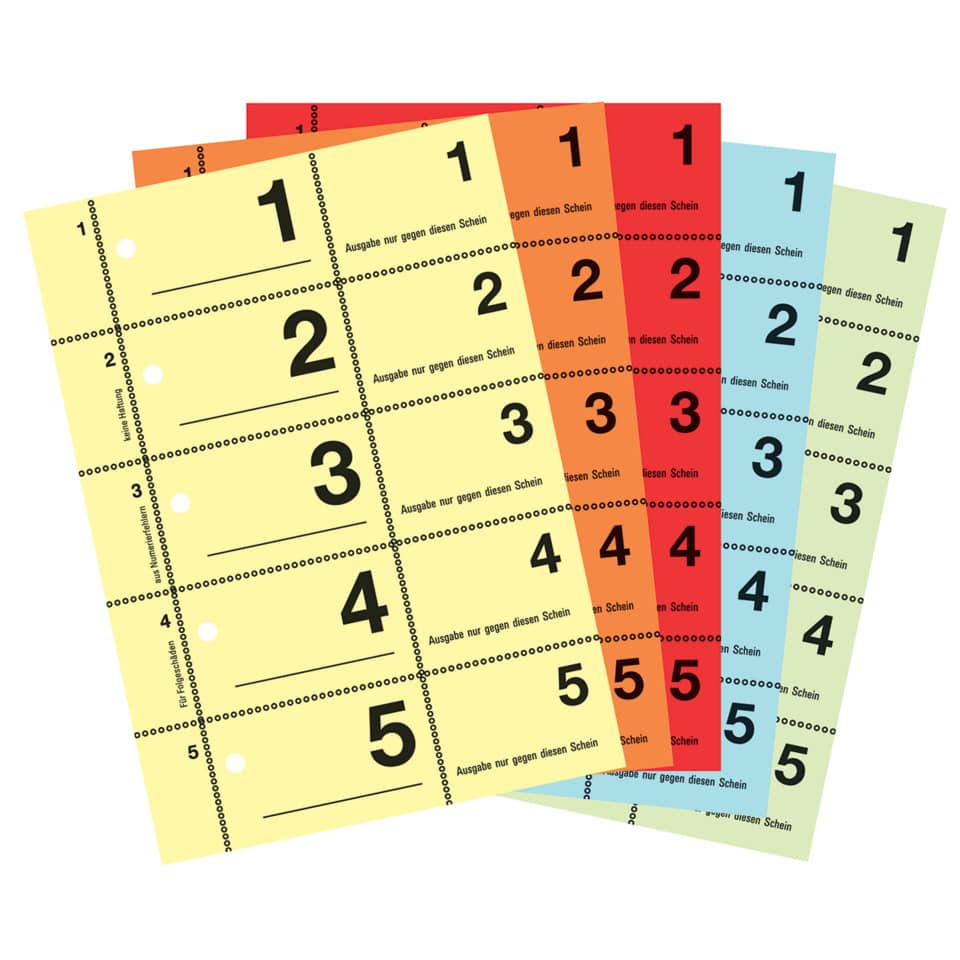 Mehrfachscheine, Gutscheine, Scheckkarten-Design, numerierte Felder, Musterkarten