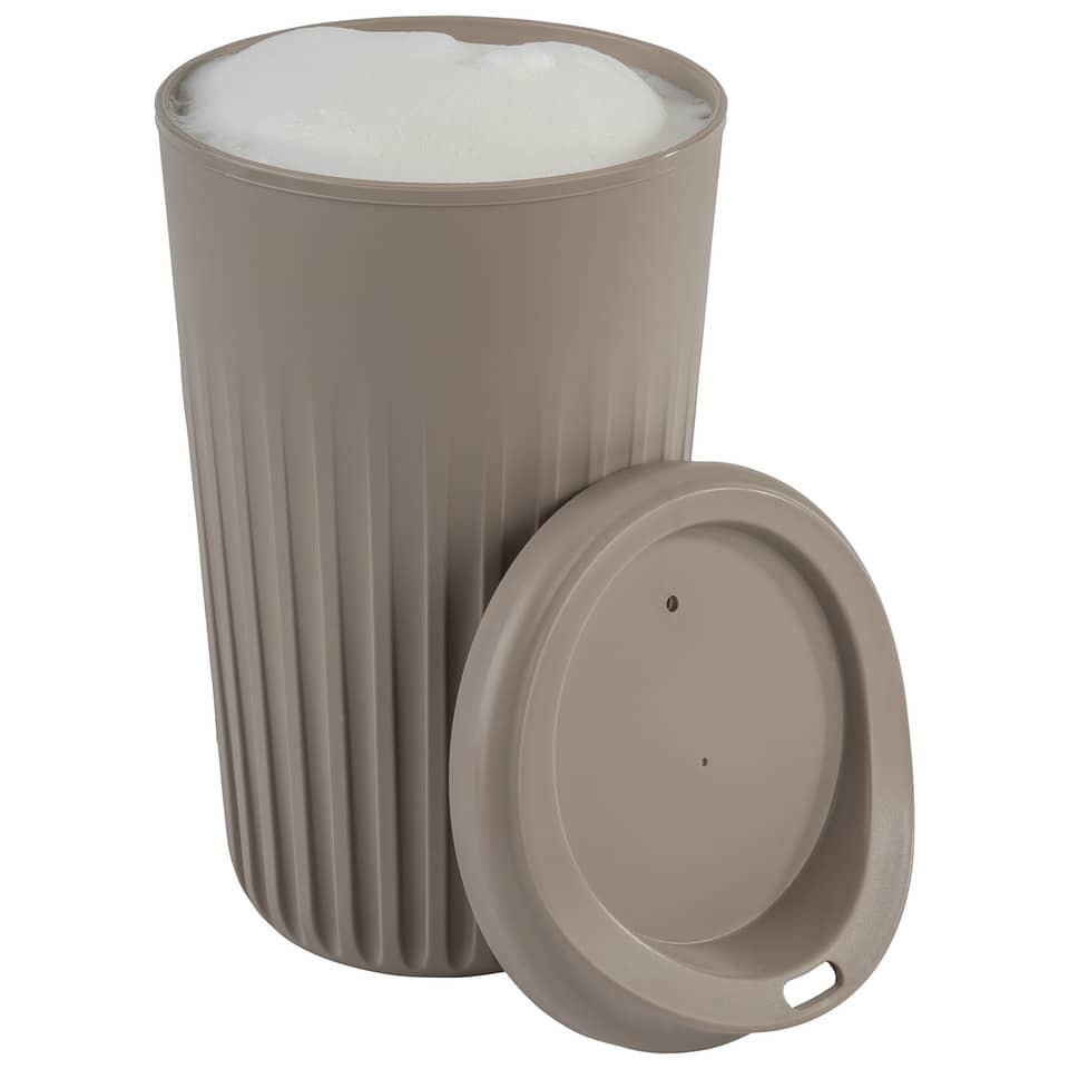 Abfalleimer, Mülleimer, Beige, Rund, Deckel