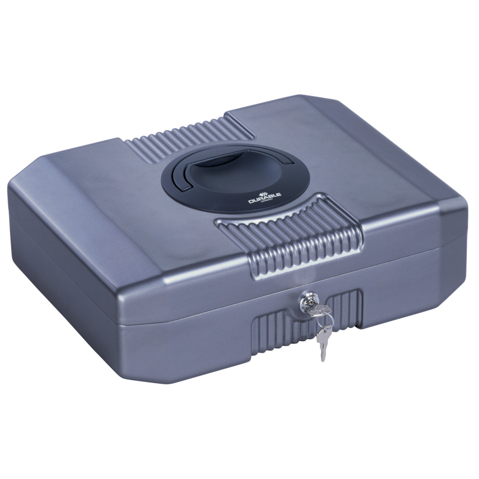 Sicherheitsbox, Wertsachenbox, Sicherungskasten, schwarz/blau, Schloss mit Schlüssel