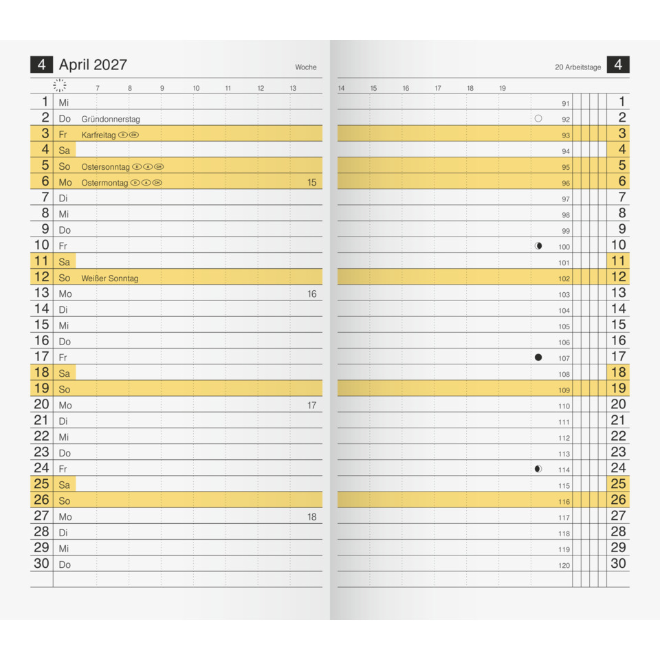Kalender, Woche, Monat, Termine, Gelb