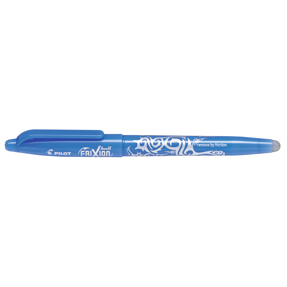 blauer stift, Kugelschreiber, doppelkappen-design, weiße grafik, friction-abnehmbare spitze