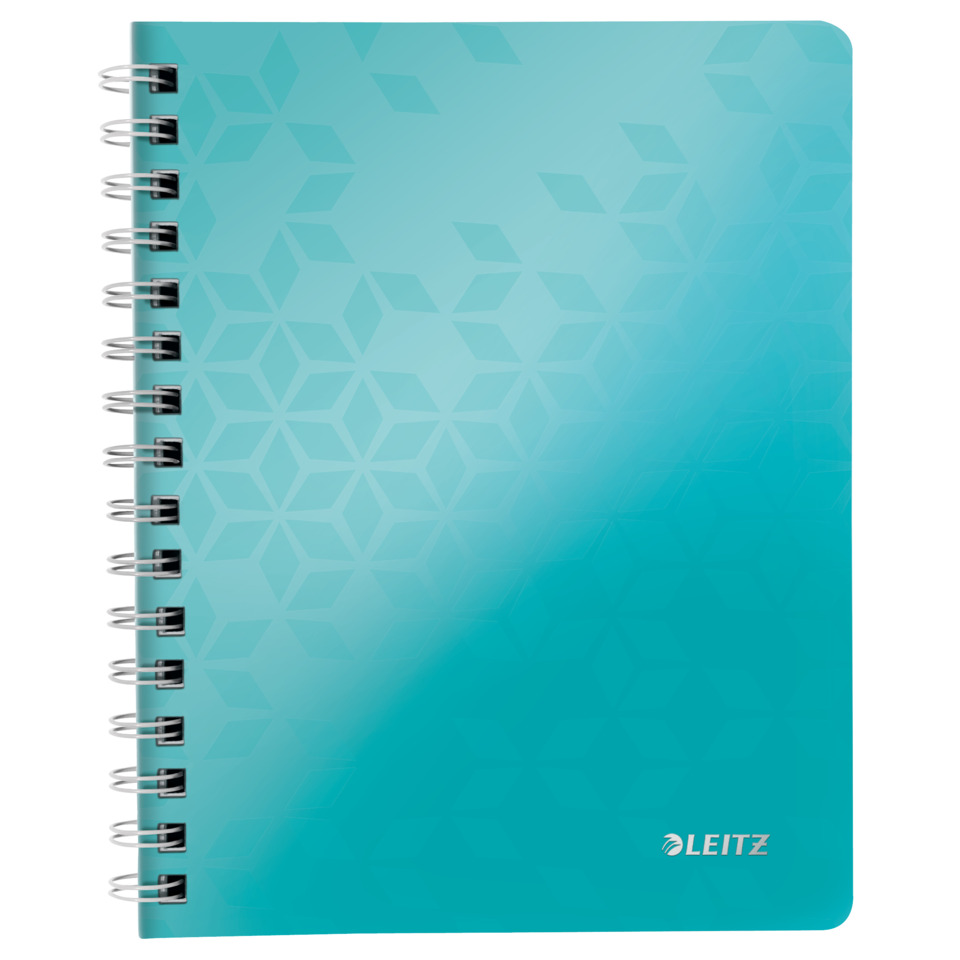 notebook, spiral-bound, turquoise, gradient, Leitz, Notizbuch, Spiralbindung, Kunstleder, Türkis, Geometrisches Muster