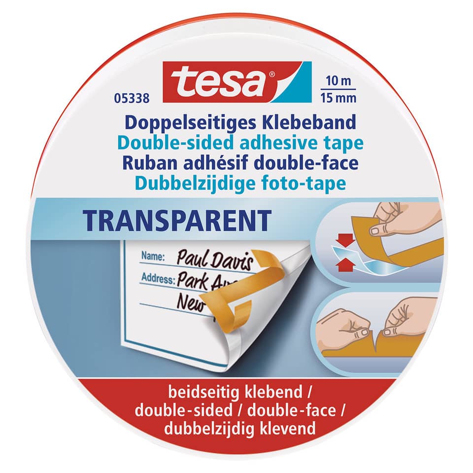 Klebeband, Transparent, Doppelseitig, Fototape, Beschriftung