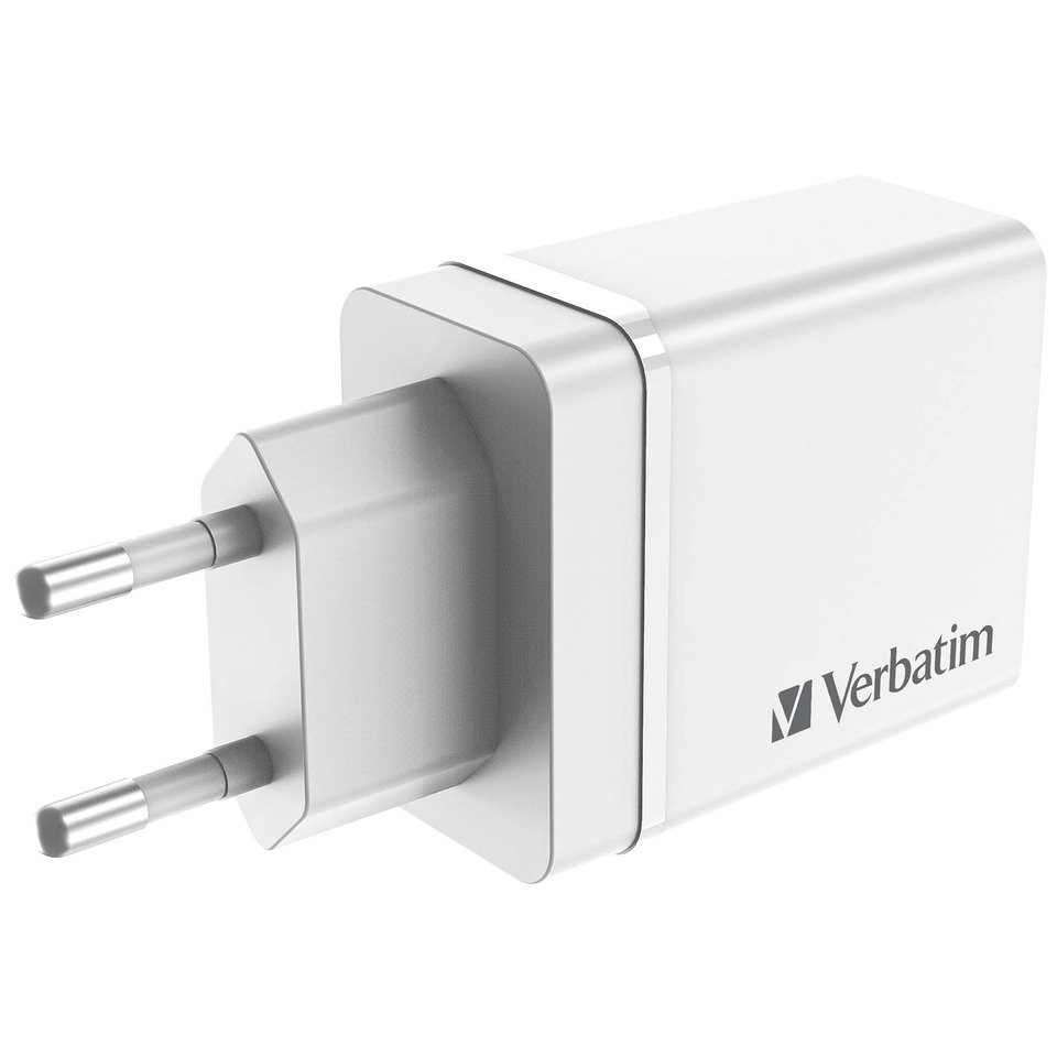 Reiseadapter, Netzadapter, USB-Ladeadapter, Euro-Stecker, Verbatim