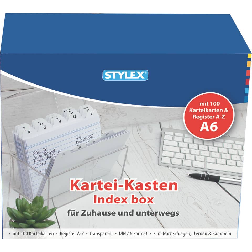 Kartenbox, Indexbox, Karteikarten, A6-Format, Transparent