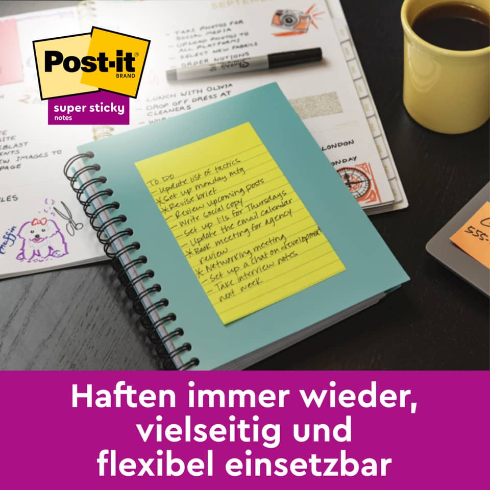 notebook, sticky notes, spiral notebook, post-it, gelbe Notiz