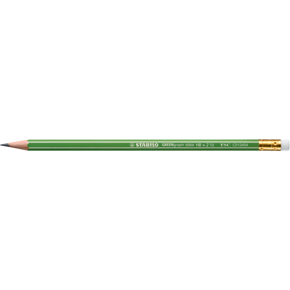 Bleistift, Graphitstift, Grün, HB 2, Radiergummi
