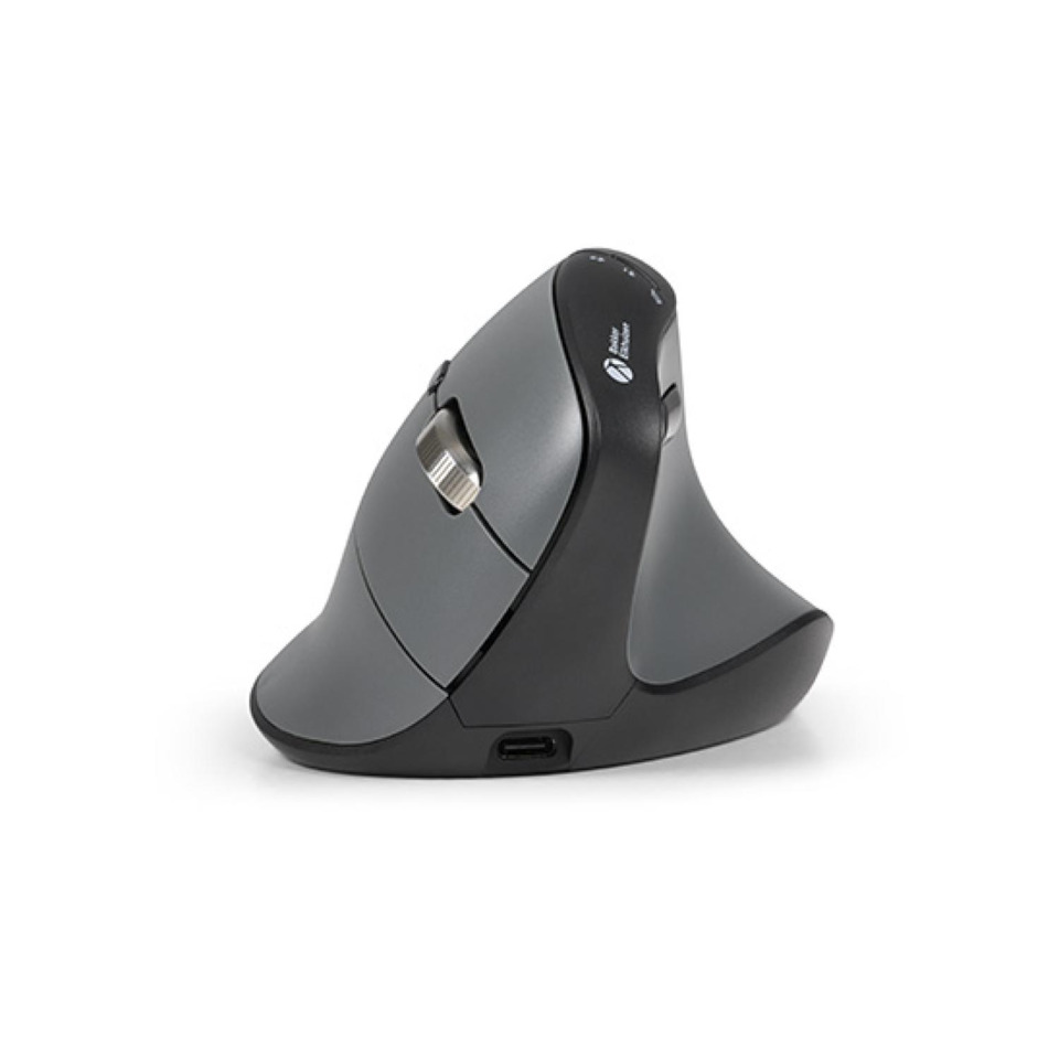 ergonomische Maus, kabellose Maus, Scrollrad, USB-C Anschluss, Grau