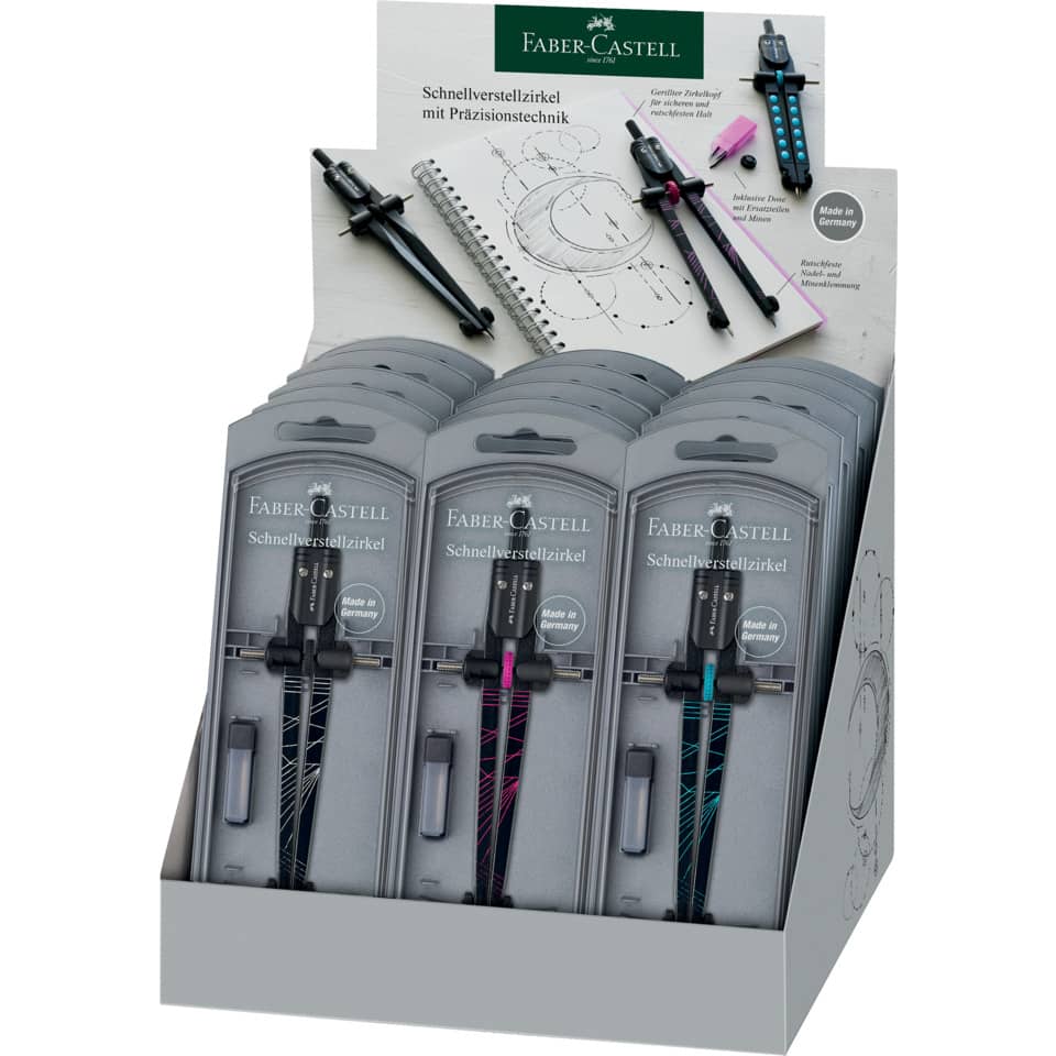 Schnellverstellzirkel Twister 2023 sortiert  im Display FABER CASTELL 574472