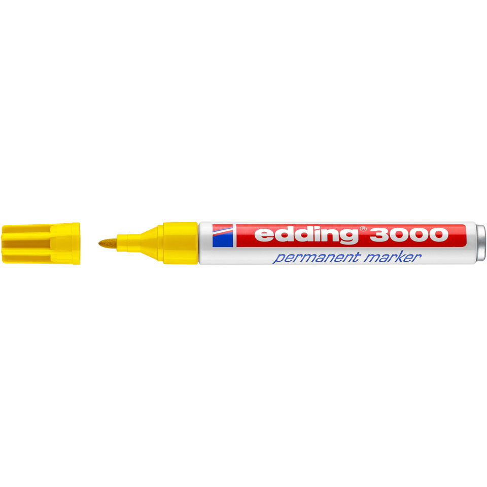 Permanent marker, Gelb Marker, Edding 3000, Feiner Punkt, Kappe abgenommen