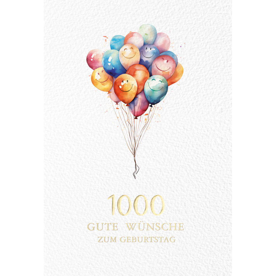 balloons, balloon bouquet, Birthday card, smiley balloons, watercolor