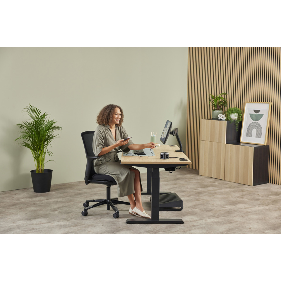 Schreibtisch, Arbeitsplatz, Laptopständer, Pflanze, Holz dekor