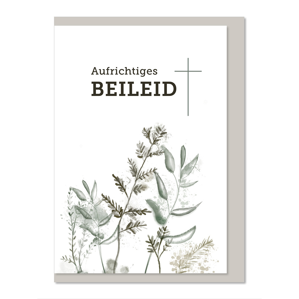 Beileidskarte, Trauerkarte, Blätter-Design, Kartenmotiv, Pflanzenmuster