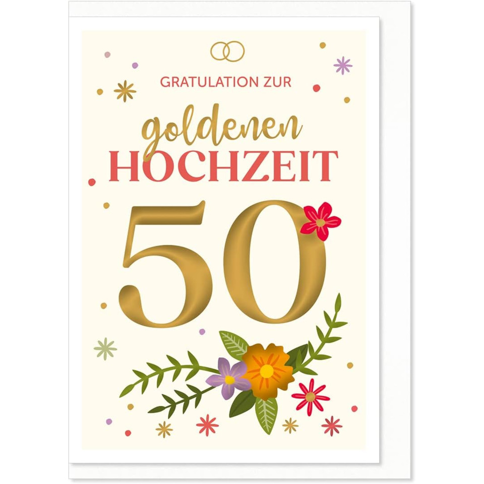50, Hochzeit, Gratulationen, Blumen, Gold
