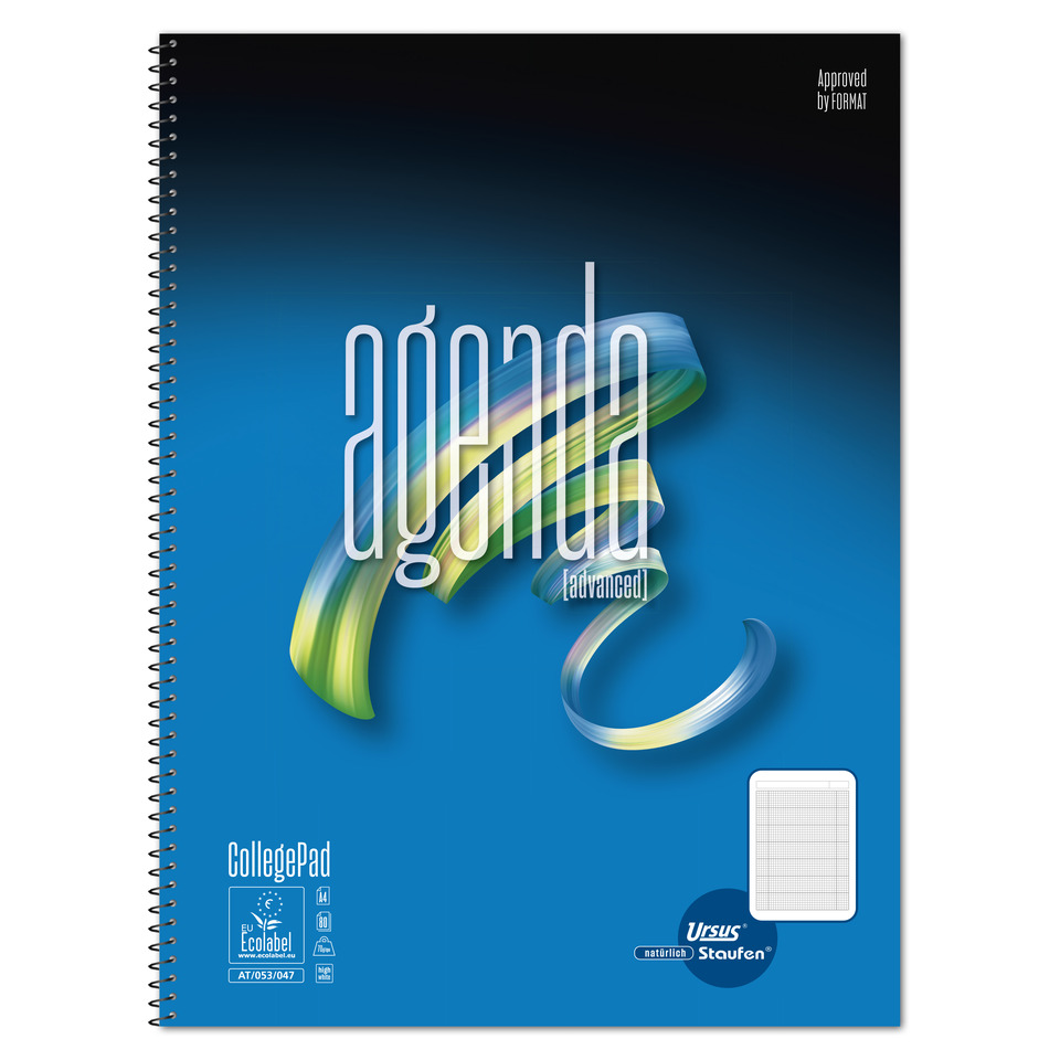 spiralbindung, notizbuch, kollegepad, blau gradient, coverdesign