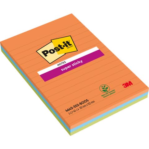 Haftnotizblock Super Sticky Notes Boost Collection, 101x152mm, 3x45 Blatt, sortiert POST-IT 4645-3SS-BOOS