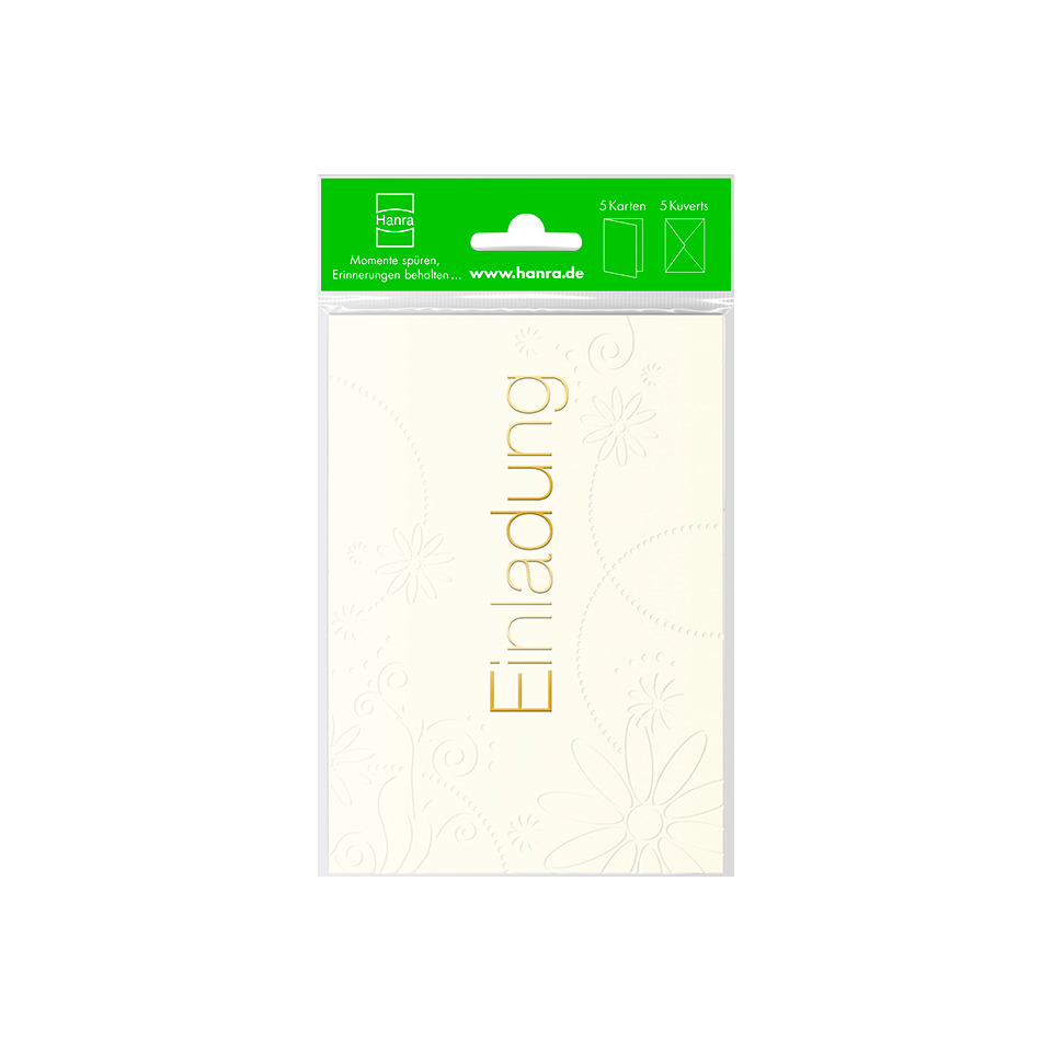 Einladungskarten, Kartenrohling, Deckblatt, Blumenmuster, Naturelle Optik