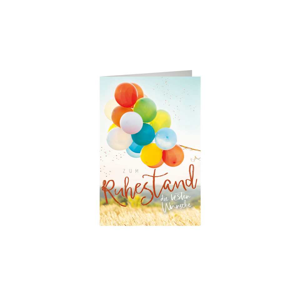 Ballons, Glückwunschkarte, Farbenfrohe Ballons, Wiesenhintergrund, Wünsche