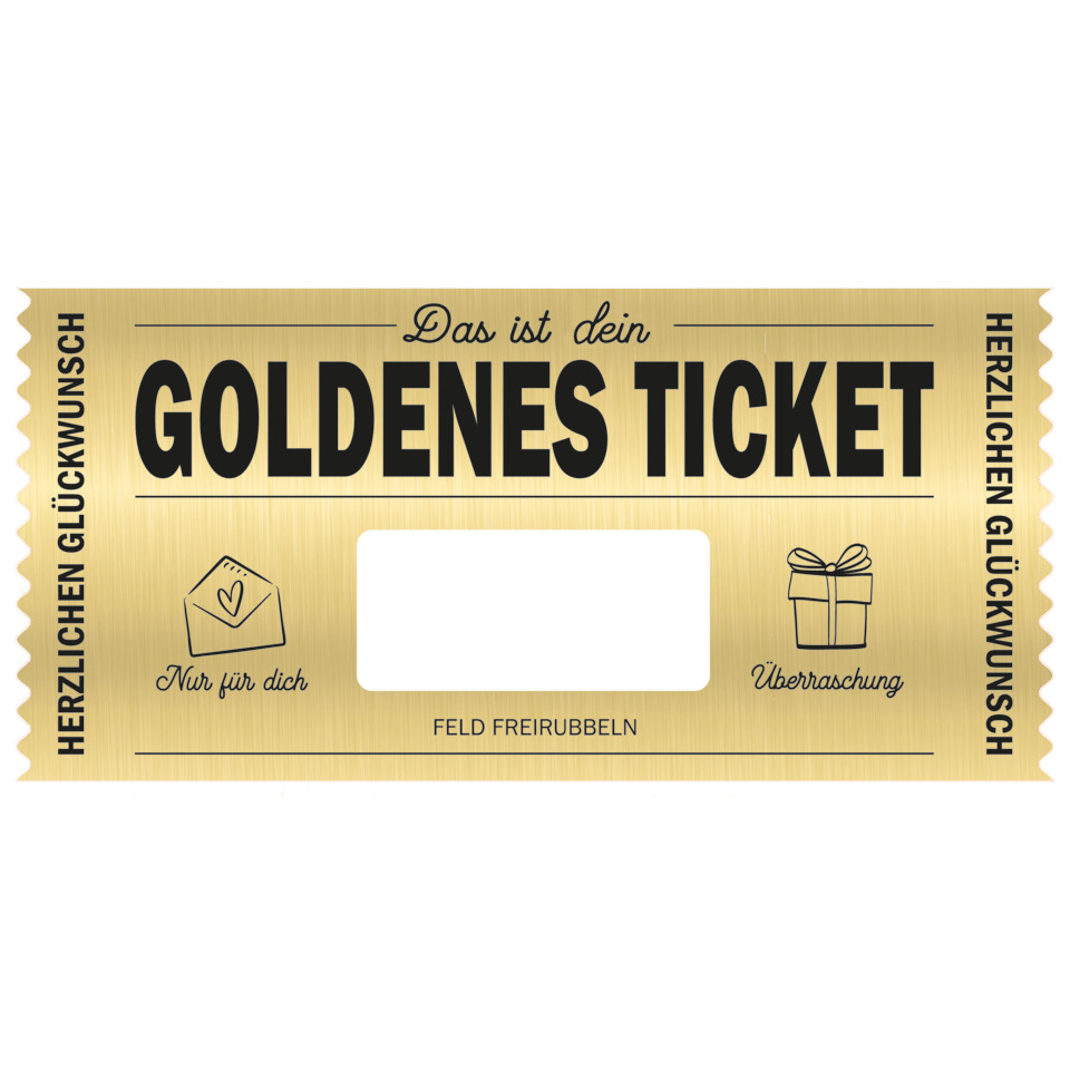 goldene ticket, Geschenkgutschein, Gutscheinkarte, handgeschrieben, Messinggold