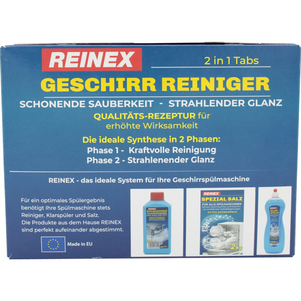 Geschirrreiniger, Spülmaschinenreiniger, 2-in-1 Tabs, Klarspüler, Salz