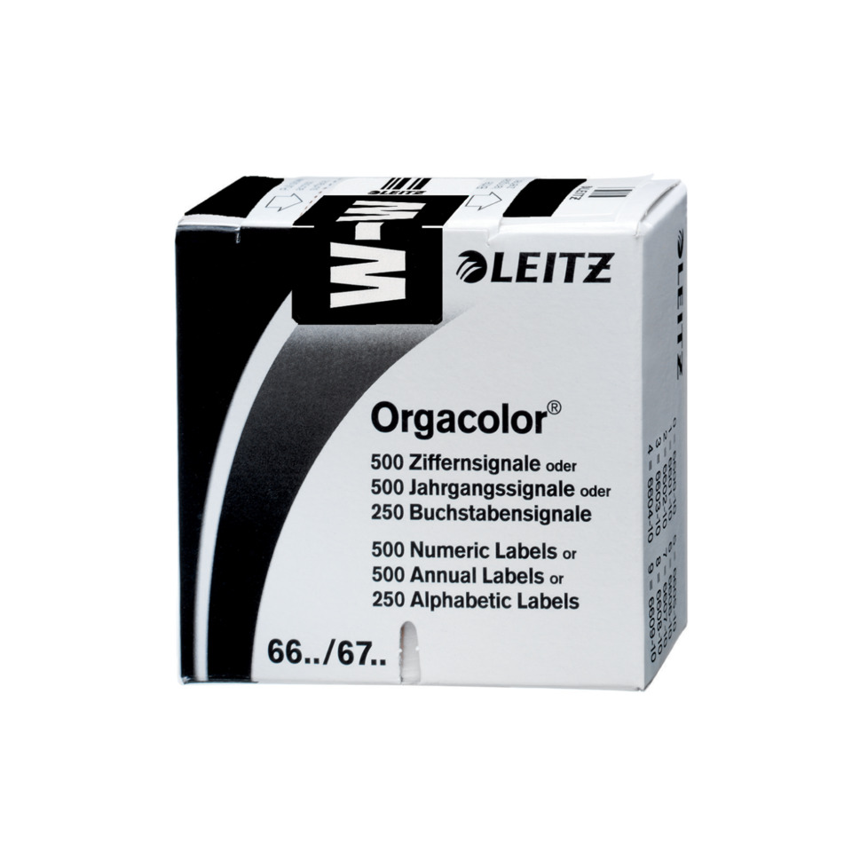 OrgaColor, Ziffernsignale, Etiketten, Buchstabenetiketten, Namenlose Box, Orgacolor, Label set, Box, Leitz, Schwarz-Weiß