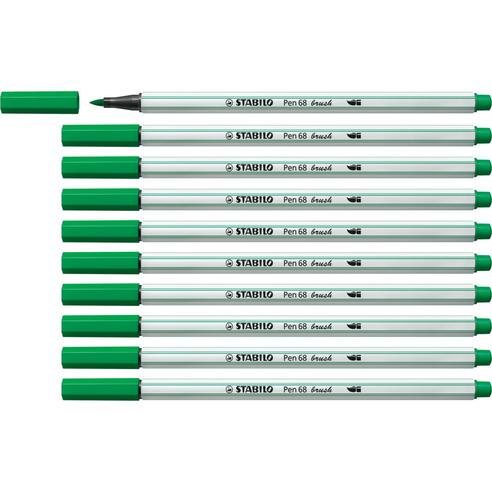 Marker, Stift, Grün, Pinselspitze, Set bestehend aus 10