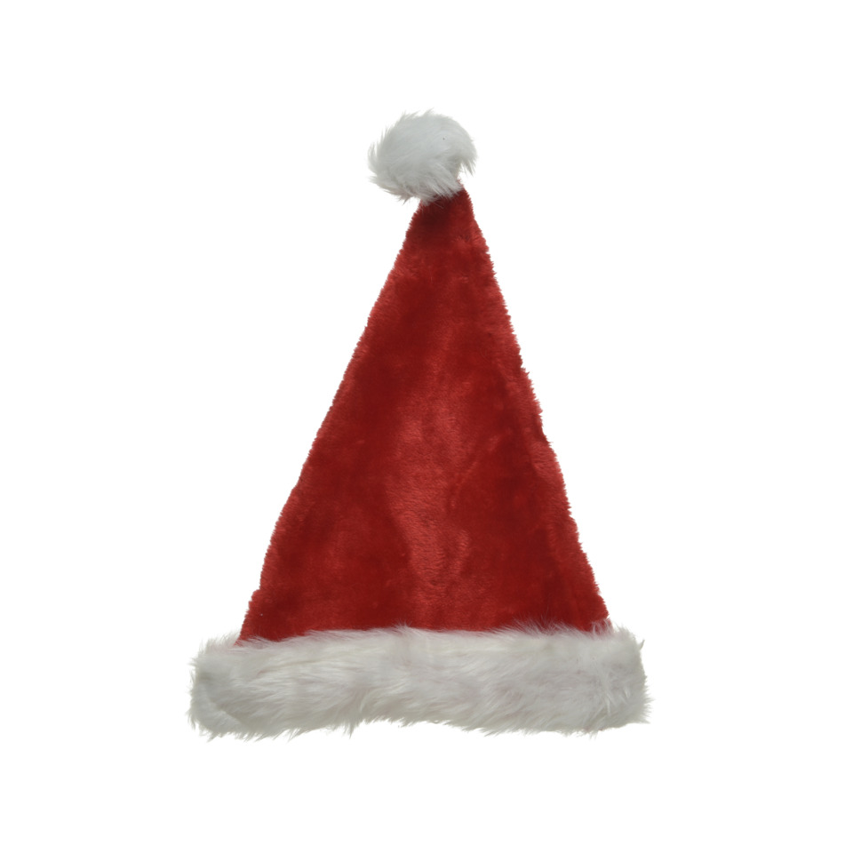 Santa-Hut, Rote Samt, Fellrand, Weißer Bommel, Saisonales Accessoire