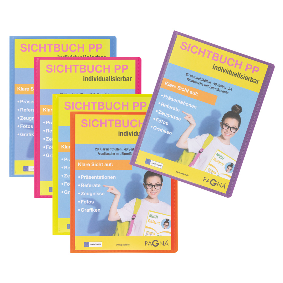 Schulmappe, Klarsichthüllen, PP, individalisierbar, Farbenblock