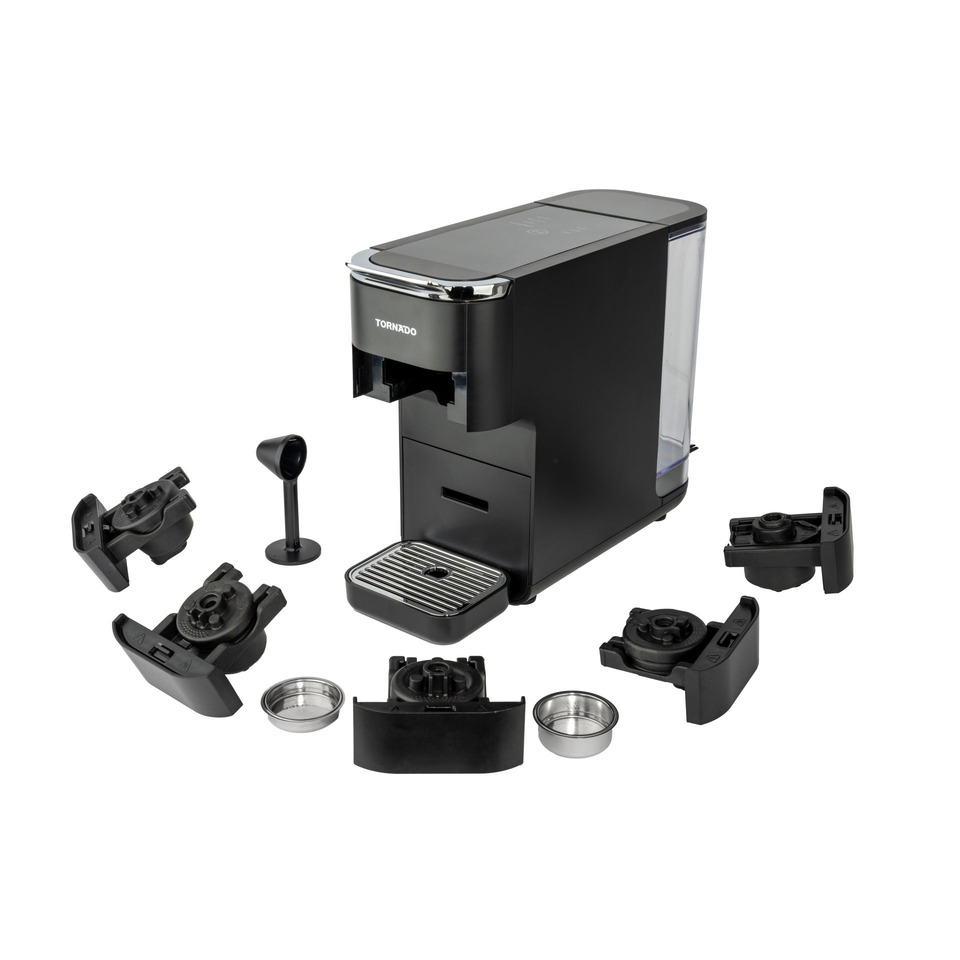 Espresso machine, Kaffeemaschine, Compact, Schwarzes Gehäuse, Transparenter Wassertank