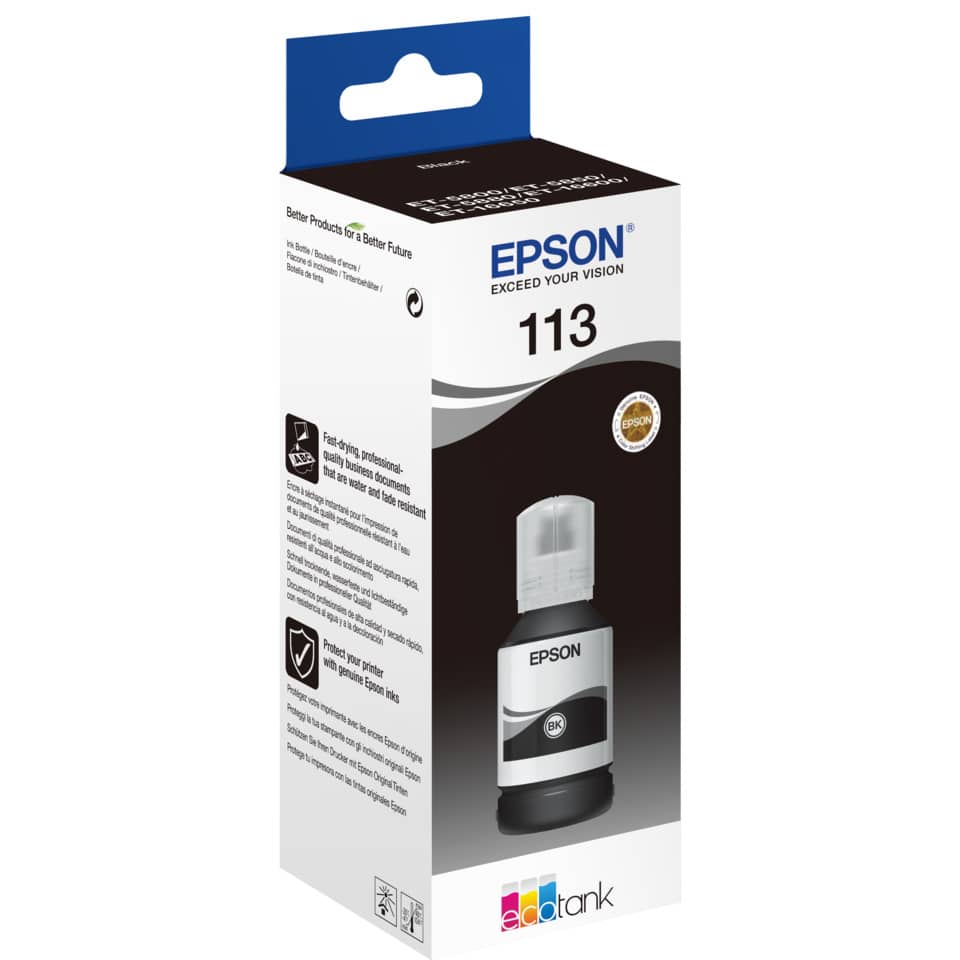 Tintenflasche, Druckertinte, Epson 113, Schwarz-Tinte, Tintenbehälter