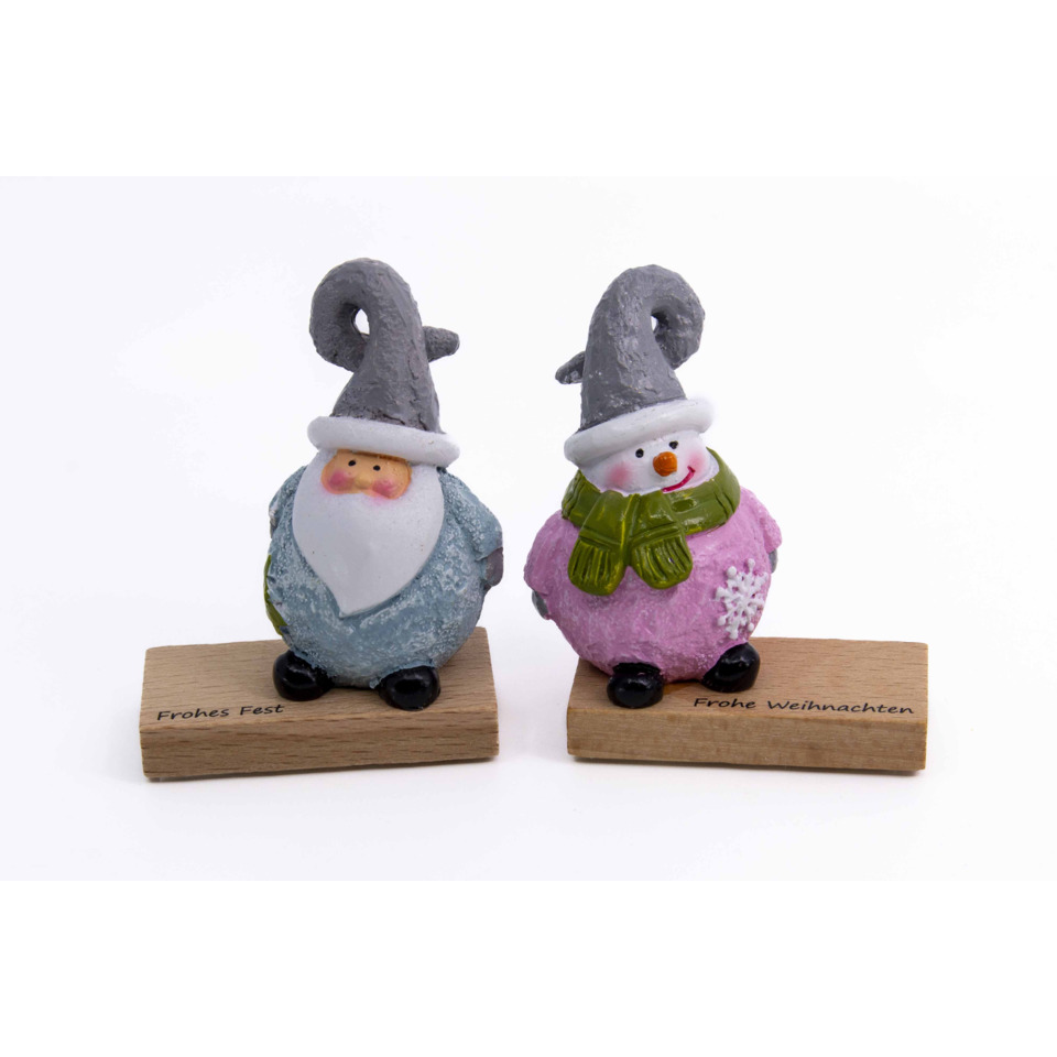 Deko-figuren, Winterfiguren, Holzbasis, Schneemann, Weihnachtsdeko
