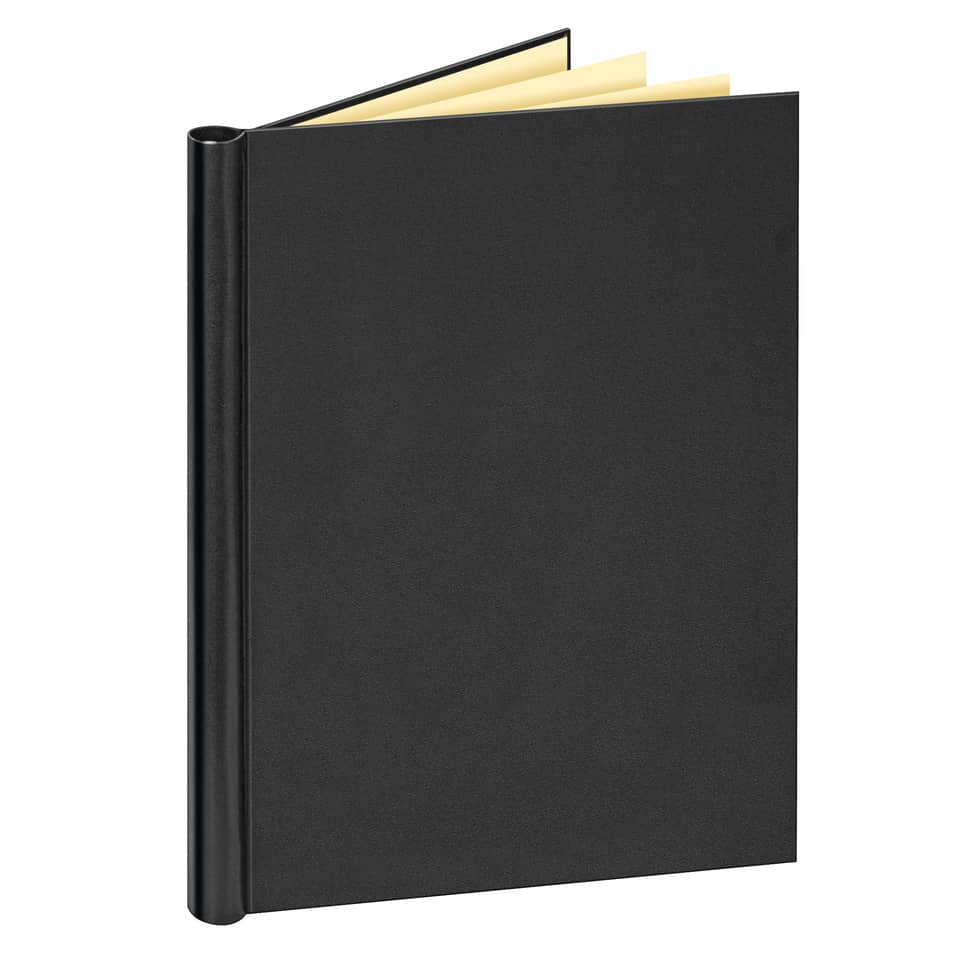 Notizbuch, Gummierter Einband, Schwarz, Kreuzband, Hochformat