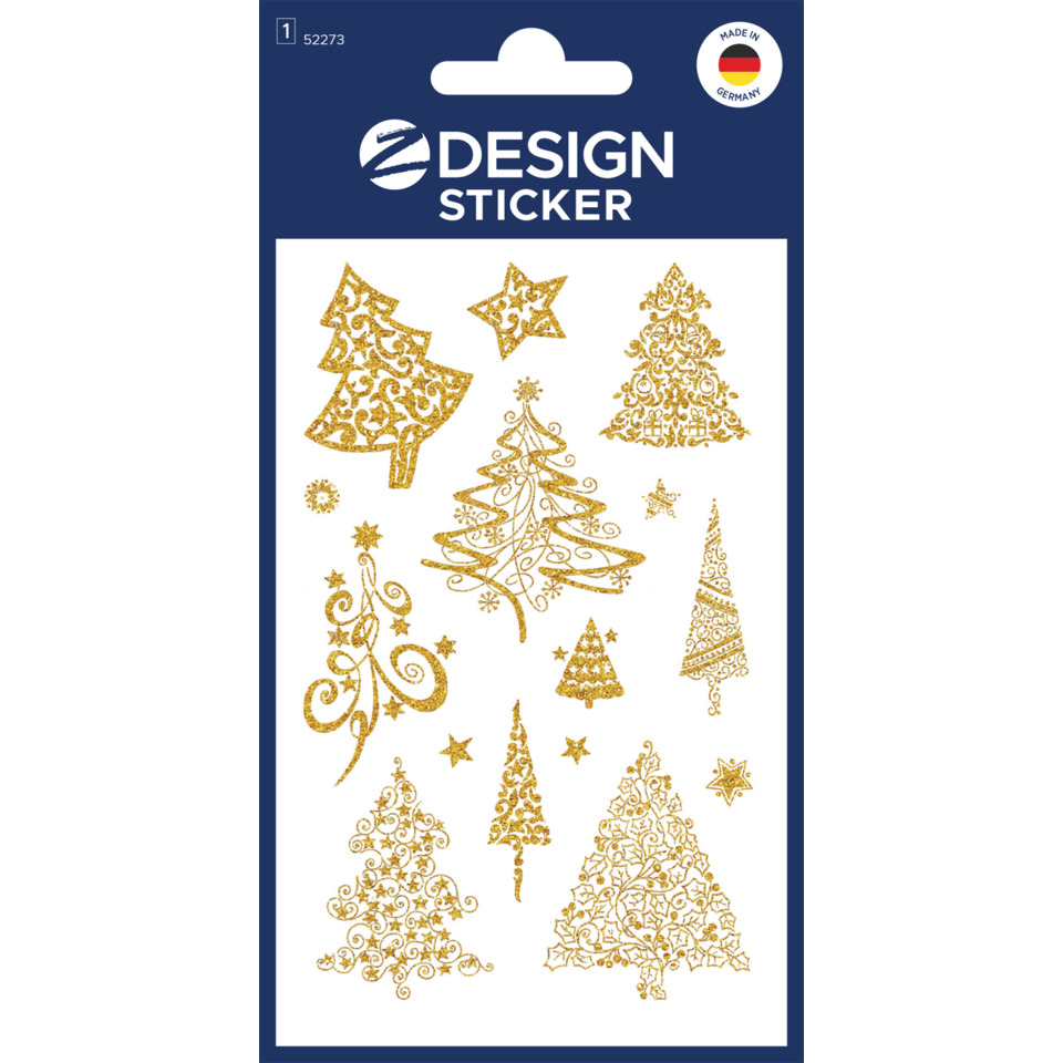 Glittertanne, Goldene Sticker, Weihnachtsbaum, Stickerset, Dekorationsaufkleber