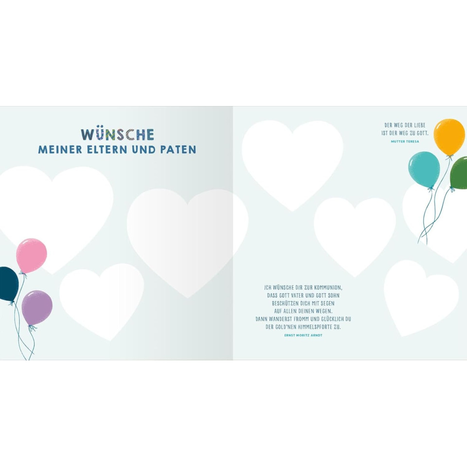 Hochzeitskarte, Herzmotiv, Ballons, Kartenlayout, Gottesdienst