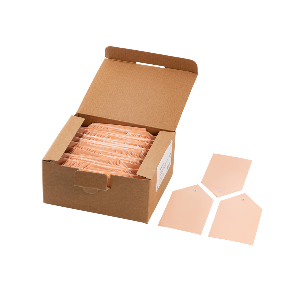 Klebepads, Pflegeetiketten, Beutel mit Pads, peach color, Kartonbox