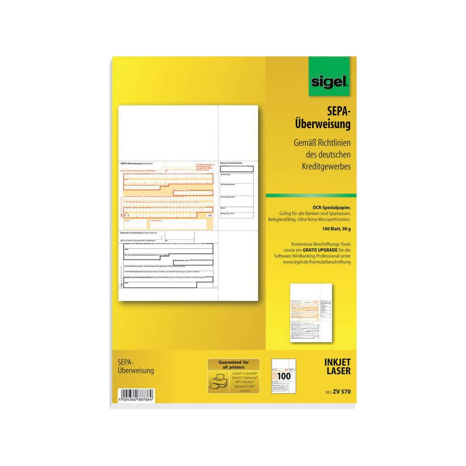 SEPA-Überweisung, Kreditpapier, Oberfläche, Gelb, Druckerteil
