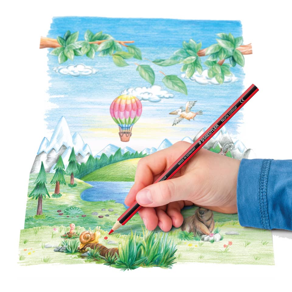 Buntstifte, Malvorlage, Kinderkunst, Pfadezeichnung, Landschaft