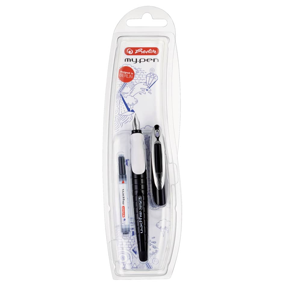 Kunststoffgriff, Tintenstift, Mikrospitze, Schreibset, Weiß-schwarz