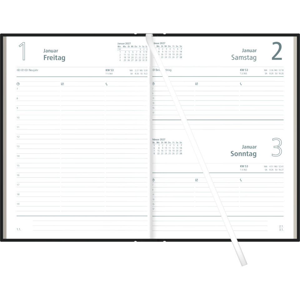 Kalender, Wandkalender, Tagesplaner, Doppelseiten, Stift