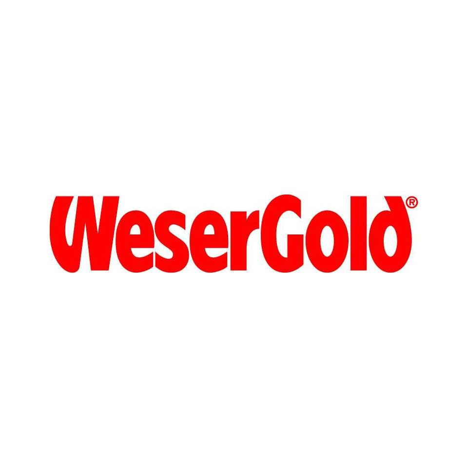 logo, WeserGold, rot, branding, text