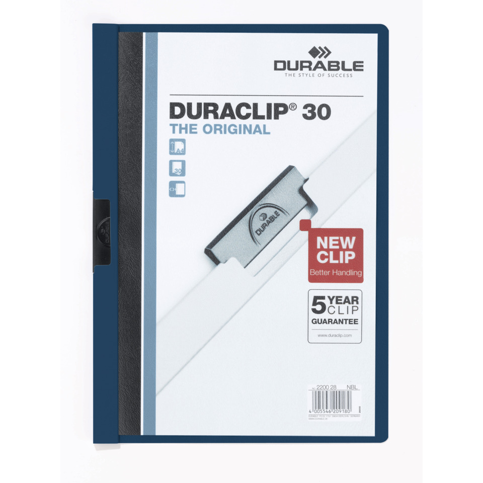 DURABLOC, A4, Binder, Clip, Blaues Deckblatt