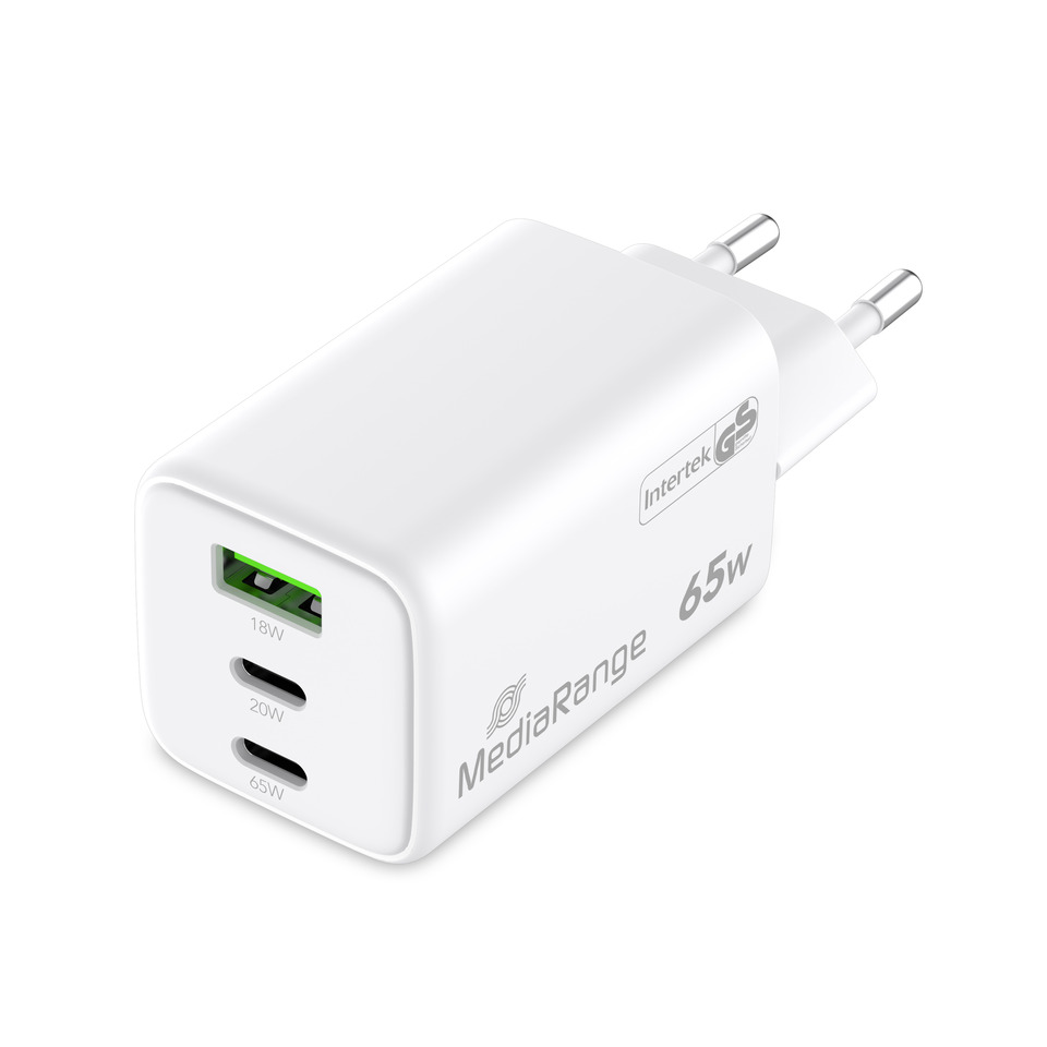 USB-C Ladegerät, PD Ladegerät, 3-Port-Ladegerät, 65W Adapter, weißes Adapter
