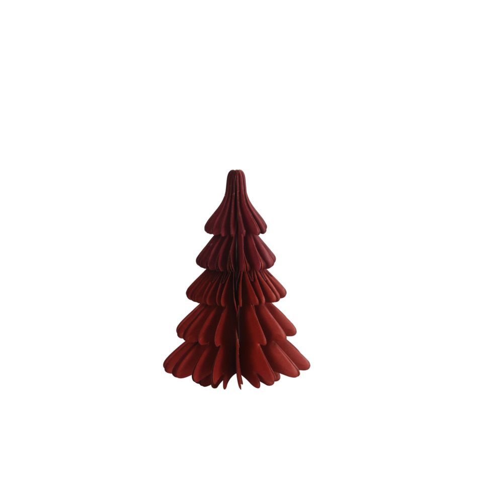 Weihnachtsbaum, Papierornament, rote Farbe, konischer Baum, gefaltete Textur